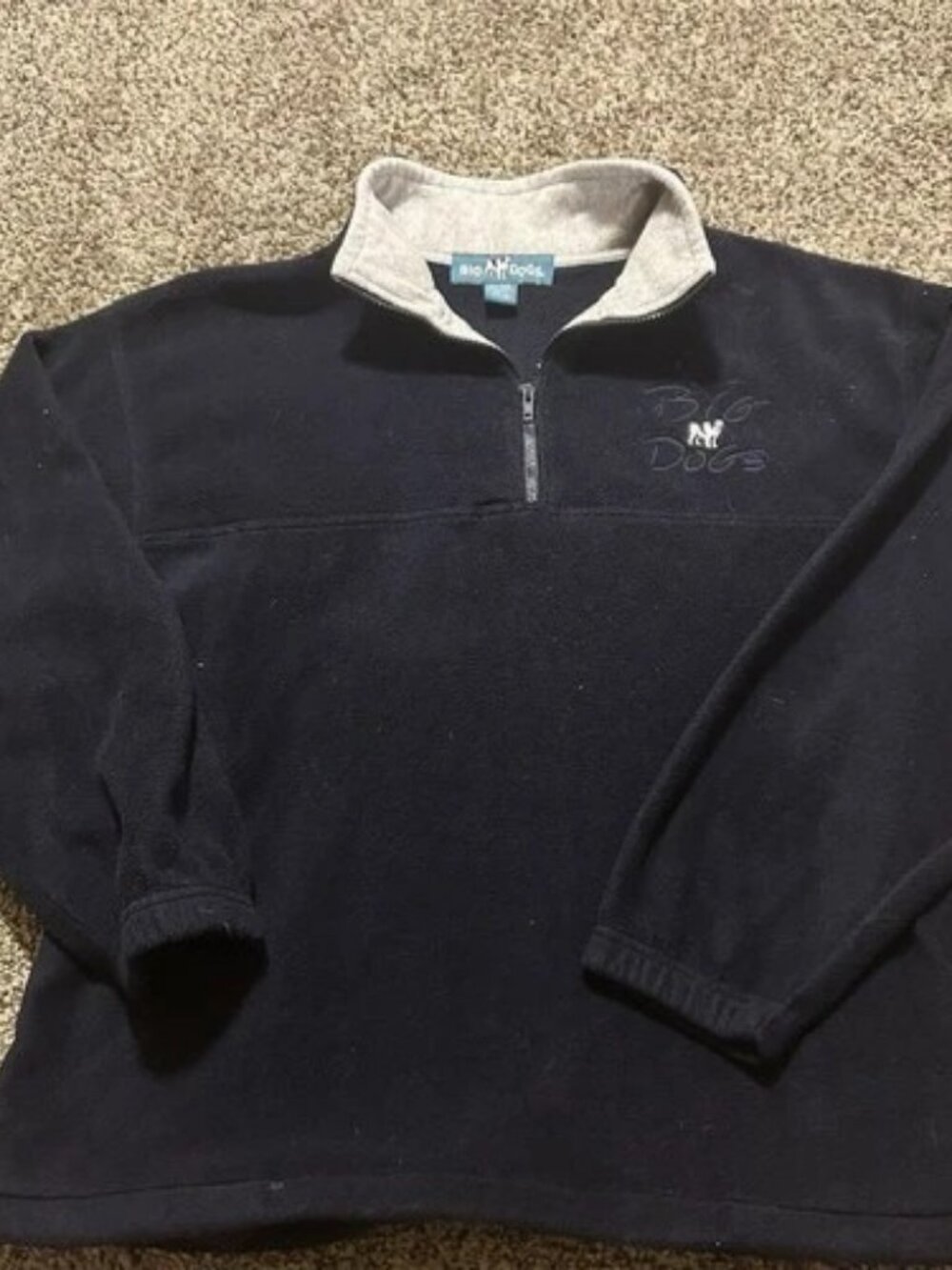 Big Dogs Mens M Quarter Zip Fleece Pullover Sweatshirt Casual